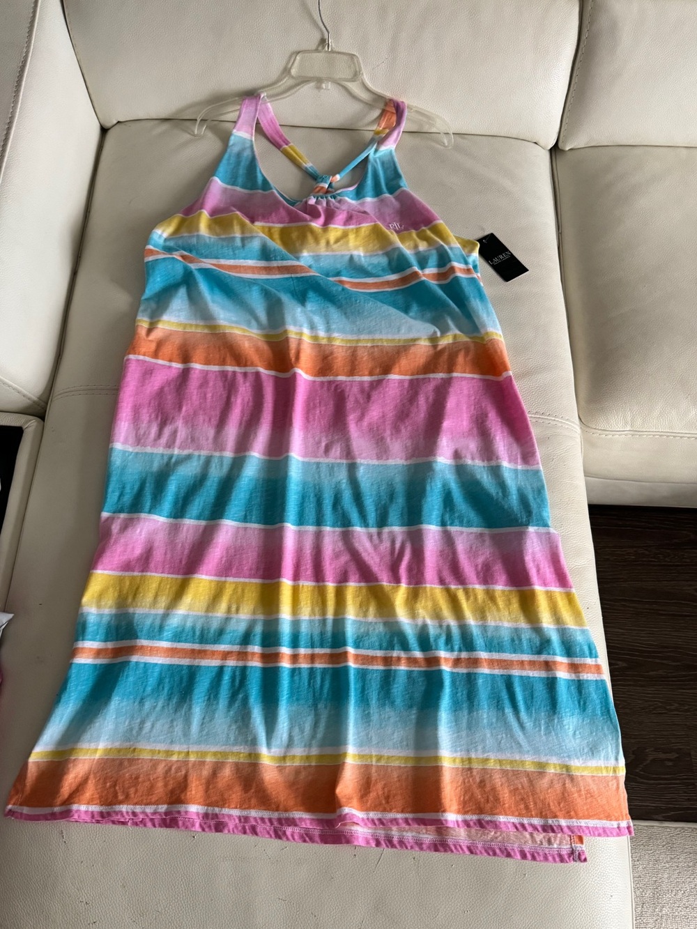 Ralph Lauren Striped Racerback Tank Dress /CoverUp w/ built-in bra sz XxL New - Picture 3 of 10